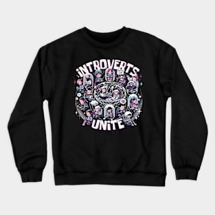 Introverts Unite Quirky Character Alone Together Design Crewneck Sweatshirt